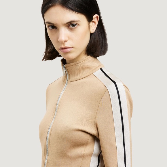 Palm Angels TRACK MINI DRESS  FITTED IN BEIGE WITH WHITE AT SLEEVES SIZE SMALL - Picture 3 of 8